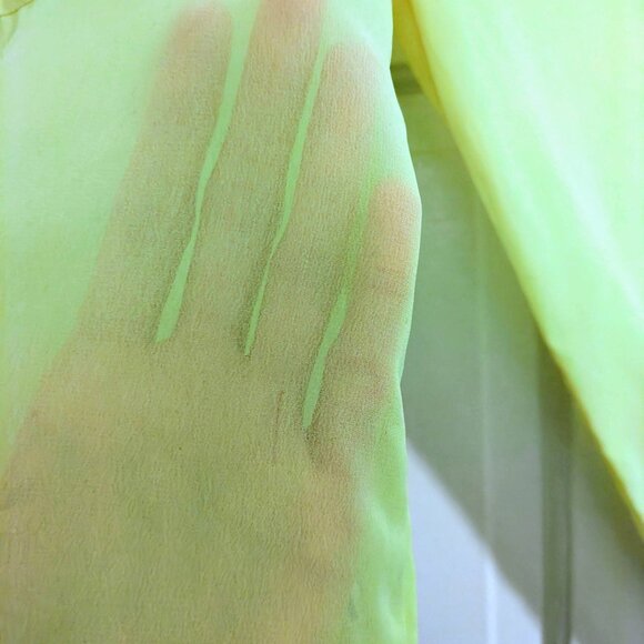 AMERICAN EAGLE highlighter yellow sheer button up blouse S - Picture 4 of 4